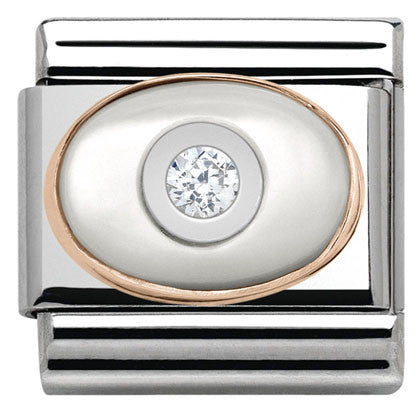 430504/01 Classic MOTHER-OF-PEARL,CZ,S/Steel,9k gold, WHITE Zirconia