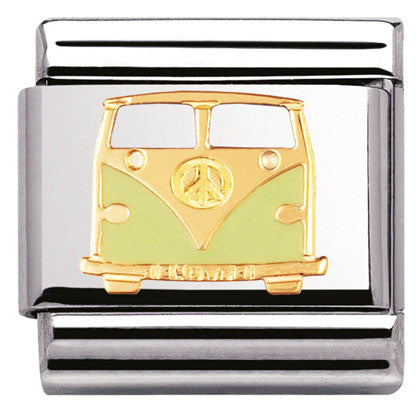 COMPOSABLE Classic PEACE AND LOVE links in stainless steel with enamel and yellow gold Van (03_Van)