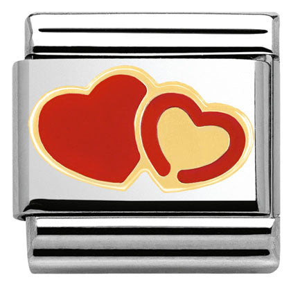 030253/29 Classic S/steel,enamel,  bonded yellow gold Double hearts series