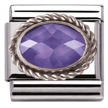 330604/001 Classic FACETED CZ  Purple,S/Steel. silver setting,