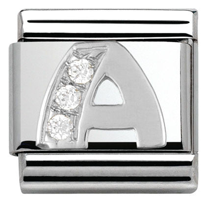330301/01 Classic LETTER A S/steel. Cub. zirc,925 silver
