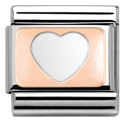 430101/08 Classic PLATES S/Steel,Bonded Rose Gold Heart