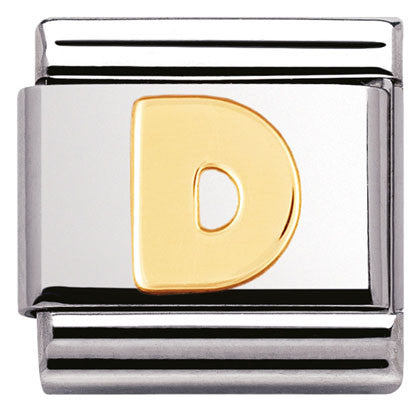 030101/04 Classic LETTER,S/Steel,Bonded Yellow Gold Letter  D