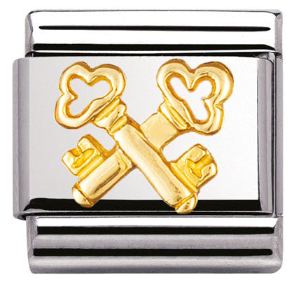 030122/16 Classic RELIEF,S/Steel,bonded yellow gold Keys (Italy)