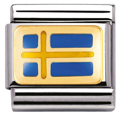 030234/01 Classic  FLAG,s. steel, enamel, bonded yellow gold Sweden