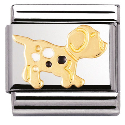 030212/36 Classic,S/steel,enamel, bonded yellow gold Dog