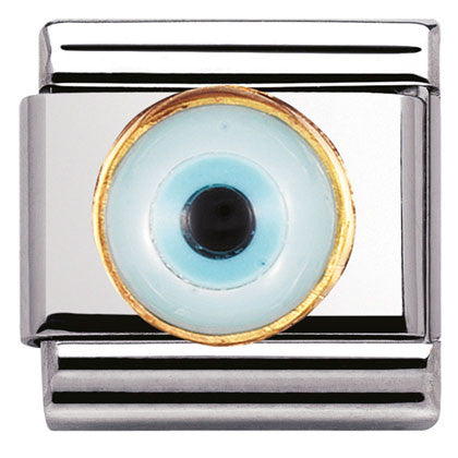 030506/18 Classic GREEK EYE,S/Steel,Bonded Yellow Gold GREEK EYE