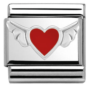 330202/01 Classic,S/steel,enamel,silver 925  Heart with wings