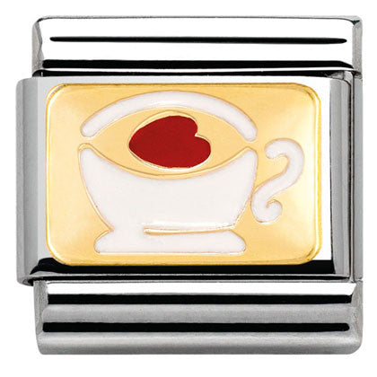 030284/02 Classic, PLATES,steel,enamel,bonded  yellow gold,Cup with heart