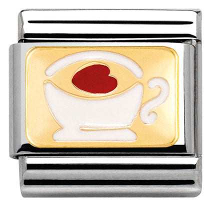 030284/02 Classic, PLATES,steel,enamel, yellow gold,Cup with heart