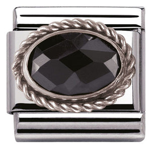 330604/011 Classic FACETED CZ Black,S/steel,silver setting