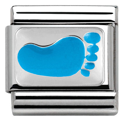 330281/11 Classic enamel & .silver Ciao Lapo Baby Footprint BLUE