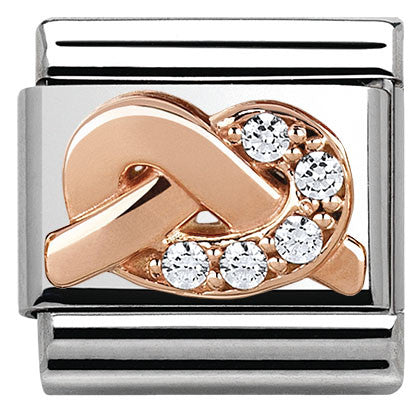 430302/06  Classic,S/steel, Rose Gold & White CZ  knot
