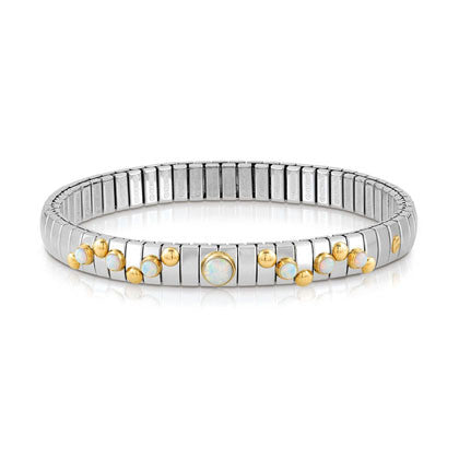 EXTENSION bracelet in stainless steel with 18K gold? round stone and small stones (022_WHITE OPAL)