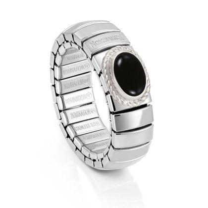 XTE stainless steel? sterling silver and gemstones ring (GDR) (017_Black agate)
