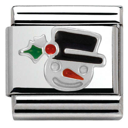 330204/11 Classic CHRISTMAS S/Steel,enamel,Silver 925 Snowman Face