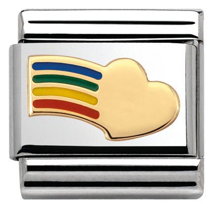 030283/12 Classic LOVE 2 stainless steel? enamel and bonded yellow gold Rainbow heart