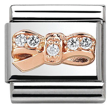 430302/12 Classic, S/steel,Bonded Rose Gold, CZ Bow CHERIE