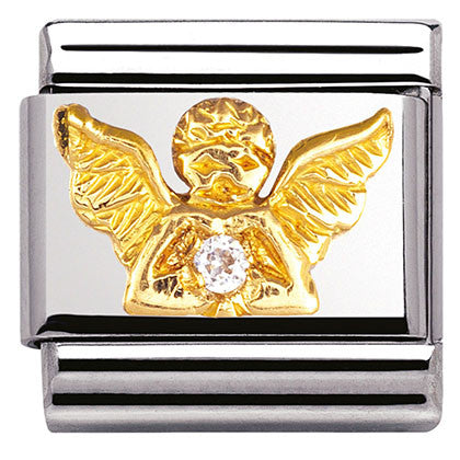 030307/23 Classic,S/Steel Bonded Yellow Gold,CZ Angel