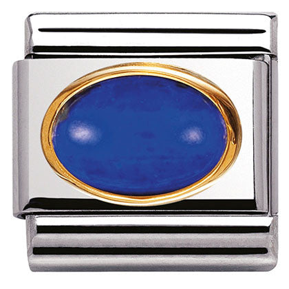 030502/09 Classic oval hard stones,S/steel,Bonded Yellow Gold LAPIS