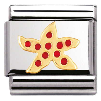 030213/05 Classic,S/Steel,enamel,bonded yellow gold Red starfish