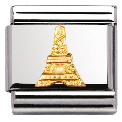 030123/15 Classic RELIEF MONUMETS , S/Steel,bonded yellow gold  Eiffel Tower (France)