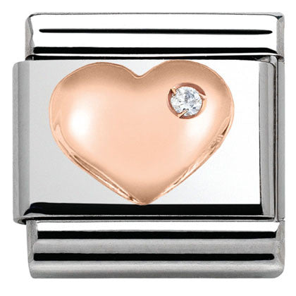 430305/01 Classic S/Steel, Bonded Rose Gold,CZ  Heart
