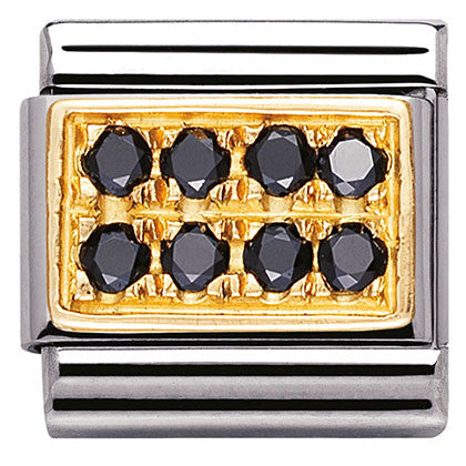 030314/10 Classic PAVE,S/Steel, Bonded Yellow Gold,Black CZ