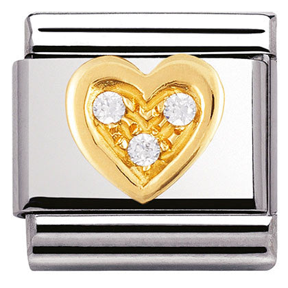 030311/11 Classic LOVE.S/Steel. Bonded Yellow Gold, CZ  WHITE heart