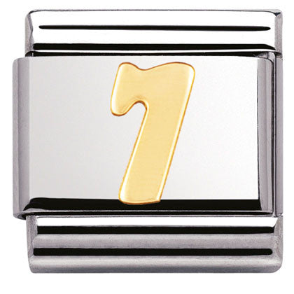 030102/07 Classic NUMBER 7,S/Steel,Bonded Yellow Gold