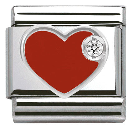 330305/01 CLASSIC Silver & enamel,1 CZ,925 silver Red Heart