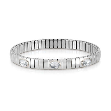 XTE stainless steel? sterling silver and 3 FACETED stones bracelet (010_White)